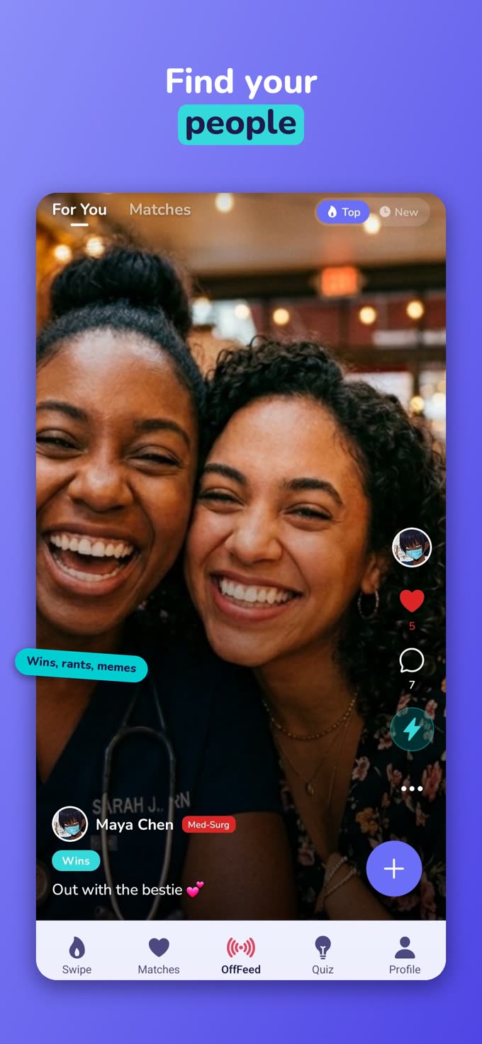 Find your people — the OffFeed, where nurses post wins, rants and memes.
